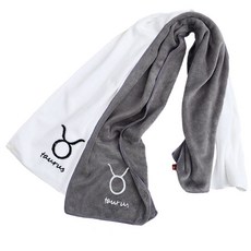 星座運動毛巾 25 x 110 cm 110g, 2個, 金牛座(灰色+白色)