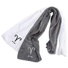 星座運動毛巾 25 x 110 cm 110g, 2個, 牡羊座(灰色+白色)