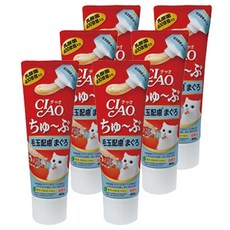 이나바 고양이 챠오츄브, 참치+헤어볼, 80g, 6개