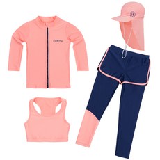 ICE SAND 女童拉鍊防磨衣水上運動緊身褲防曬遮陽帽套組 BR-233109