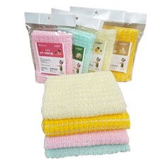 CasaLab PP鮮果沐浴巾套組, 1套, 淺粉色 + 淺黃色 + 黃色 + 薄荷綠