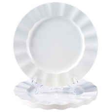 可重複使用可愛塑膠盤 象牙白 28cm, 1入, 10個
