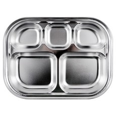 kitchen U 可堆疊不鏽鋼餐盤, 銀色, 1個