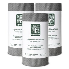 Organizen 壓花拋棄式菜瓜布, 灰色, 60入, 3個