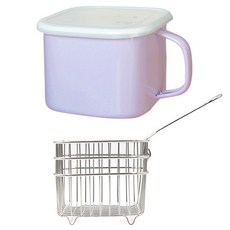LimeOlive 電磁爐琺瑯鍋罐 紫色 2.2L + 油炸網套組, 19.5cm, 1套