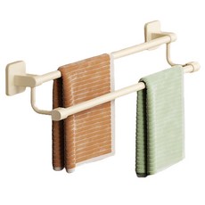 Yesodang 強力黏貼免鑽孔階梯式雙層桿毛巾架, 奶油色, 1個