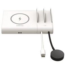 큐브온 3포트 유무선 고속충전기 + C타입 고속 케이블 + 겔럭시 워치 무선 충전기 세트, 화이트, 1개