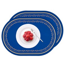 Welllive 矽膠餐桌桌墊, 2個, 43 x 30 x 0.1 cm, 金藍色