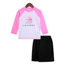 유라비 아동용 샤크 래쉬가드 하프 팬츠 상하의 세트