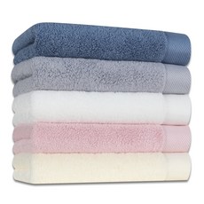 Songwol 松月 高磅數頂級飯店洗臉毛巾5件組 190g 30支精梳棉, 1套, 混色