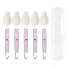 coco Lieto 孩童奶瓶奶嘴清潔刷5入組+便攜式收納盒, 1組, 薰衣草(清潔刷)