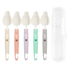 coco Lieto 孩童奶瓶奶嘴清潔刷5入組+便攜式收納盒, 1組, 清潔混合(清潔刷)