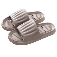 언헤브 주름 패턴 욕실 슬리퍼, D 그레이 브라운, 1개