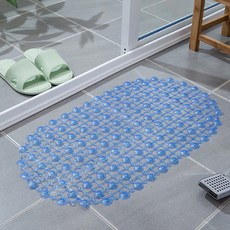 SONIO 圓形線條浴室防滑墊, 03 透明藍, 1個