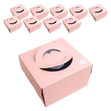 中央包裝 粉彩圓形蛋糕盒 2號 + 底座組合, 粉紅色(盒子), 10套