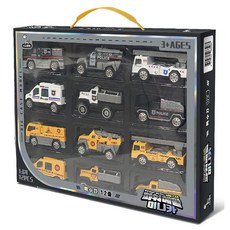 KIDS Pangpang 兒童1:64動力金屬專車迷你車系列12件套, 混色