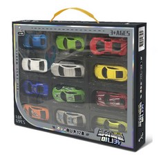 KIDS Pangpang 1 : 64 動力金屬賽車迷你車 12款套組, 混色, 1個