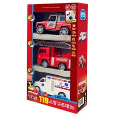 KIDS Pangpang 1:20 緊急119消防救援隊可動玩具3件組, 混合顏色