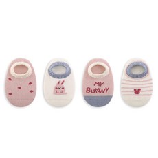 HARAROI 幼兒用粉紅兔襪子4雙組