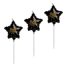 joyparty 生日蠟燭 生日星星蠟燭, 黑色, 3個