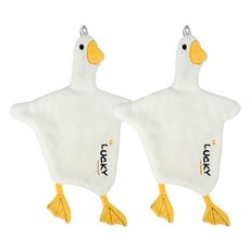 Beaurator 卡通超細纖維掛環式廚房毛巾 鴨子, 白色, 2個