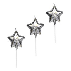 joyparty 生日蠟燭 生日星星蠟燭, 銀色, 3個