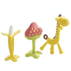 ange 最佳固齒器3件組, 香蕉 + 3D草莓 + 長頸鹿