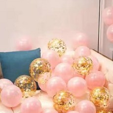 뷰라뷰 파티풍선 50p + 공기펌프 + 10m 리본 1롤, 16파우더핑크 + 골드스팽글, 1세트