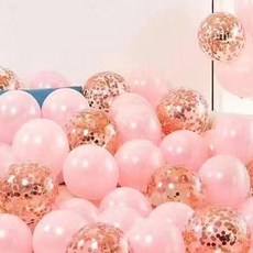 뷰라뷰 파티풍선 50p + 공기펌프 + 10m 리본 1롤, 17파우더핑크 + 샴페인스팽글, 1세트