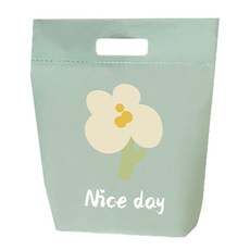 Maket Gamseong 清新薄荷綠手提花朵塑膠袋, 花朵圖案, 50個