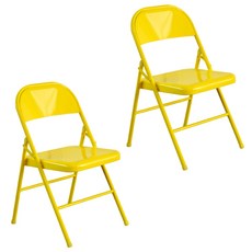 하우스레시피 듀코 접이식 의자, 옐로우, 2개