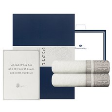 카운테스마라 송월타월 격자 세면타월 175g 뱀부얀 2p + 띠지 + 감사장 조문답례품 세트 + 쇼핑백, 아이보리(타월), 5세트