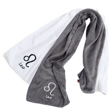 星座運動毛巾 25 x 110 cm 110g, 2個, 獅子座(灰色+白色)