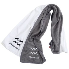 星座運動毛巾 110g, 2個, 水瓶座(灰色+白色)