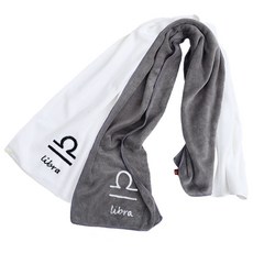 星座運動毛巾 25 x 110 cm 110g, 2個, 天秤座(灰色+白色)