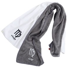 星座運動毛巾 110g, 2條, 處女座 灰色+白色