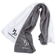 星座運動毛巾 25 x 110 cm 110g, 2個, 摩羯座(灰色+白色)