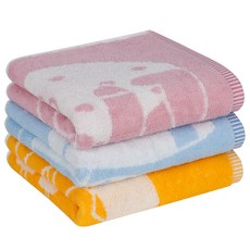 GUY LAROCHE Uli 粉彩紗染面巾 150g 30支棉紗 3件組, 黃色, 粉紅色, 藍色, 1套