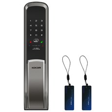 KOCOM 附把手推拉式電子門鎖 KDL-U8900S + 感應卡 2張, KDL-U8900S(鈦銀色), 顧客自行安裝
