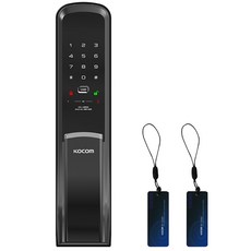 KOCOM 附把手推拉式電子門鎖 KDL-U8900S + 感應卡 2張, KDL-U8900S(黑色), 顧客自行安裝