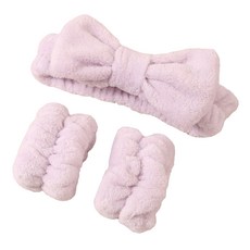 Jo&J 蝴蝶結手腕帶 + 洗臉髮帶, 1套, 淺紫色