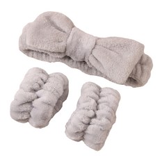 Jo&J 蝴蝶結手腕帶 + 洗臉髮帶, 1套, 灰色