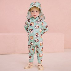 밀크마일 아동용 디즈니 칩앤데일 스윔수트 + 플랩캡 세트