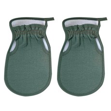 essencher 人造絲去角質連指手套, 1個, 2入, 綠色