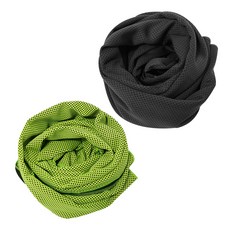 BUCK703 冰感涼爽運動毛巾 2入組, 黑色, 綠色