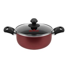 QUEEN SENSE IH爐適用雙耳陶瓷湯鍋+鍋蓋組, 1組, 22cm, 紅色