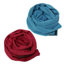 BUCK703 冰感涼爽運動毛巾 2入組, 天藍色, 紅色
