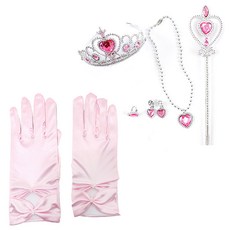 PARTYSHOW 生日派對皇冠手套粉紅公主飾品6件組, 混合色, 1套