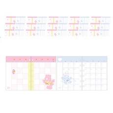 Care Bears LUCALAB 迷你6孔活頁補充內頁 月計畫 粉彩 2款組合, 2套