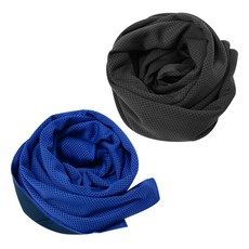 BUCK703 冰感涼爽運動毛巾 2入組, 黑色, 藍色
